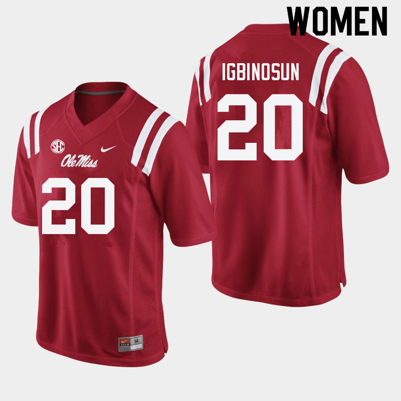 Women #20 Davison Igbinosun Ole Miss Rebels College Football Jerseys Sale-Red